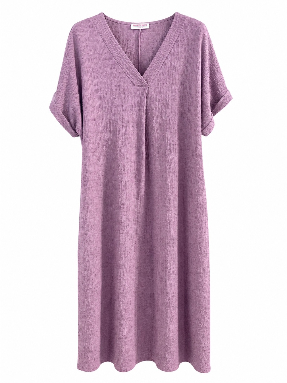 Discount Divas Textured Stretch Lavender V-Neck Midi Dress XL